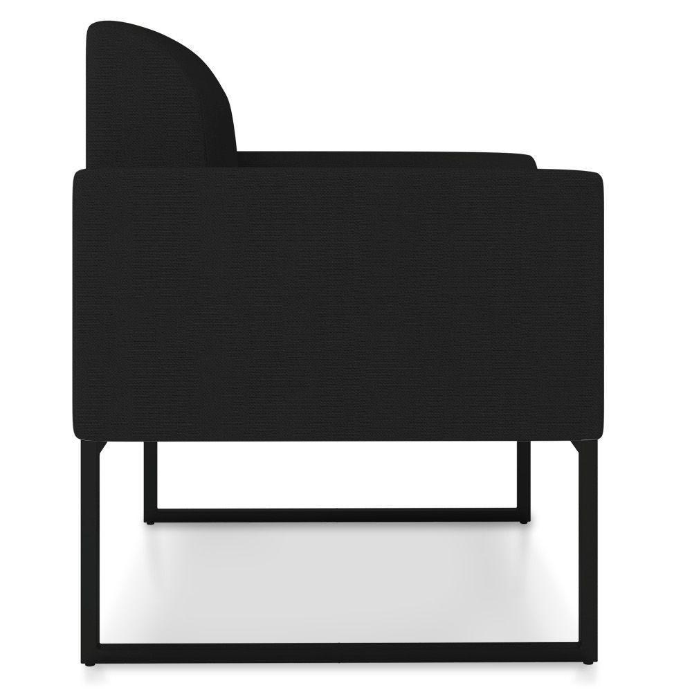 Kit 01 Namoradeira 02 Lugares E 02 Poltronas Marisa Linho Preto A79 Base Industrial Metálica Preto - 2