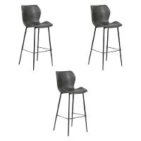 Kit 3 Banquetas Alta Com Encosto Para Bancada Cozinha Penha R02 Pu Cinza Chumbo - Mpozenato - 1