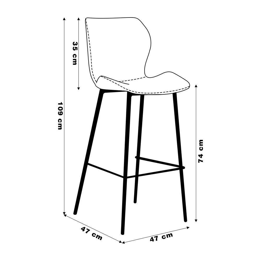Kit 4 Banquetas Alta Com Encosto Para Bancada Cozinha Penha R02 Pu Cinza Chumbo - Mpozenato - 6