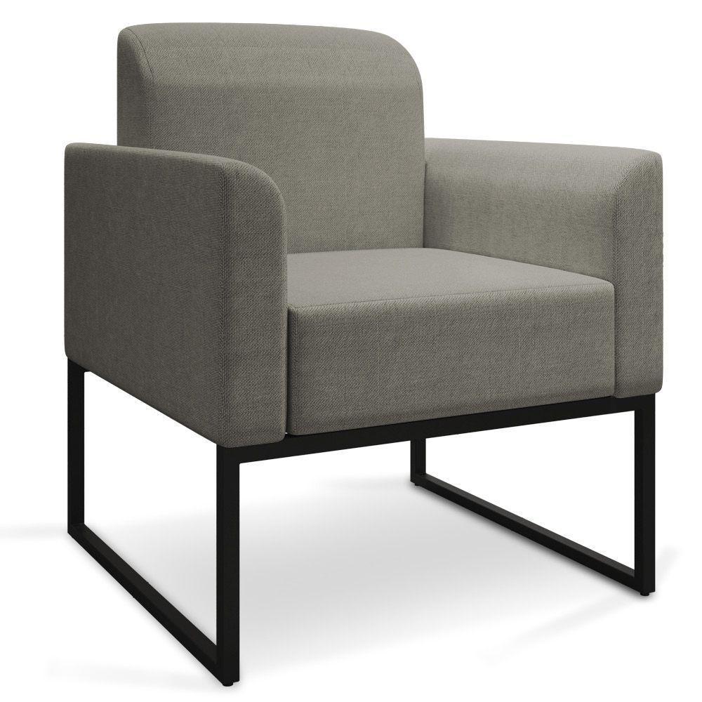 Kit 01 Namoradeira 02 Lugares E 02 Poltronas Marisa Linho Base Industrial Metálica Preto Cor A26 Grafite - 4