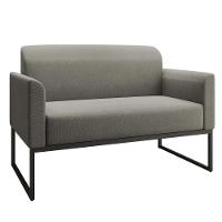 Kit 01 Namoradeira 02 Lugares E 02 Poltronas Marisa Linho Base Industrial Metálica Preto Cor A26 Grafite - 5