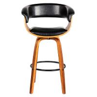 Kit 3 Banquetas Giratória Alta Com Encosto Base Madeira Ravi R02 Pu Preto - Mpozenato - 7