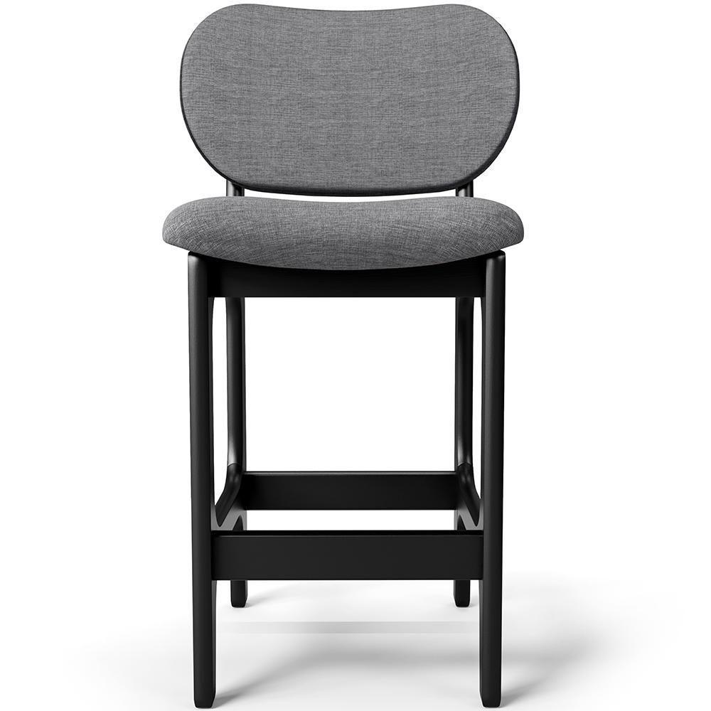 Kit 03 Banquetas Baixa Bar Cozinha E Sala De Jantar Fixa Betta L02 Preto Linho Cinza Escuro - 3