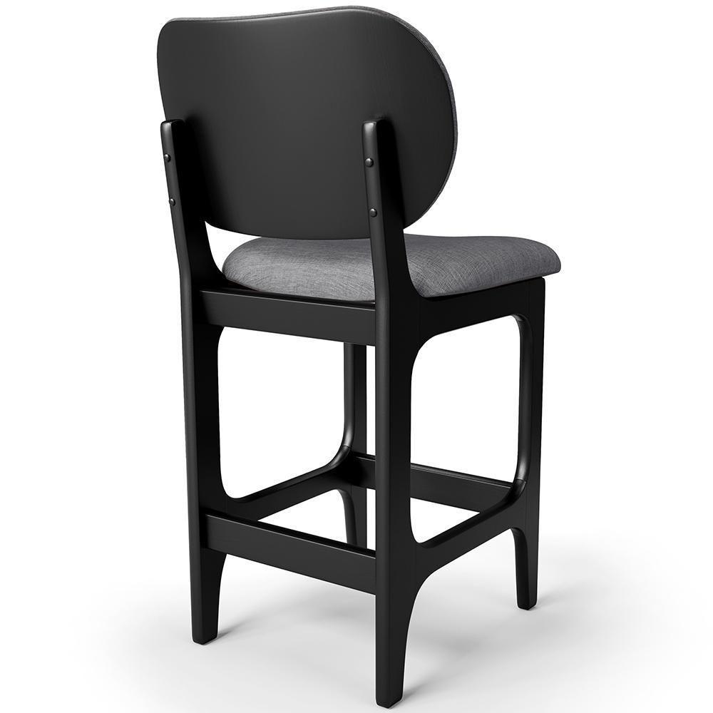 Kit 03 Banquetas Baixa Bar Cozinha E Sala De Jantar Fixa Betta L02 Preto Linho Cinza Escuro - 7