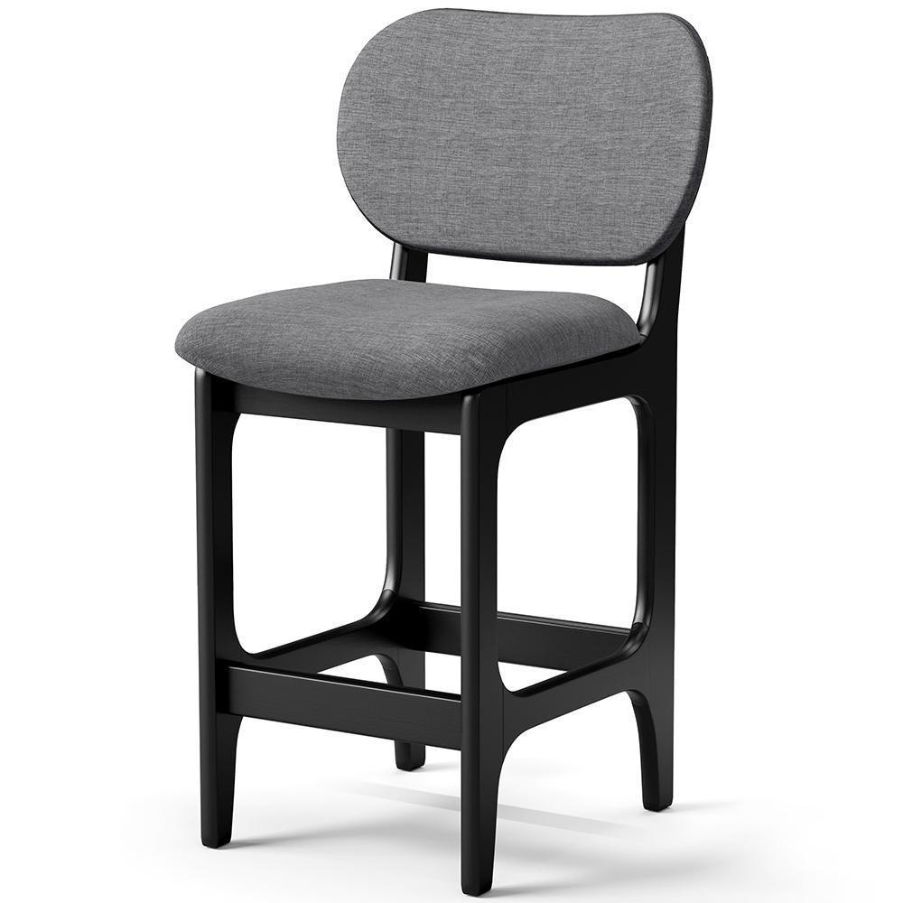 Kit 03 Banquetas Baixa Bar Cozinha E Sala De Jantar Fixa Betta L02 Preto Linho Cinza Escuro - 8