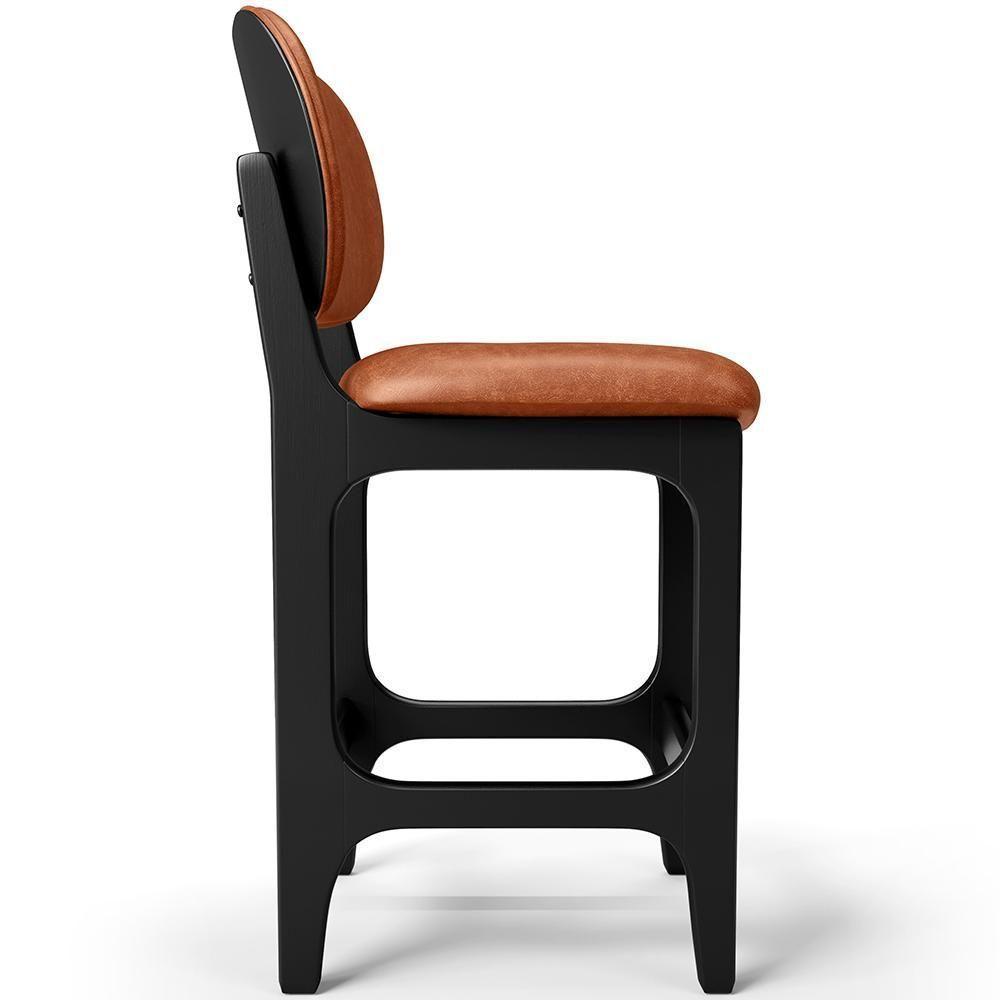 Kit 06 Banquetas Baixa Bar Cozinha E Sala De Jantar Fixa Betta L02 Preto Couríssimo Camel - 4