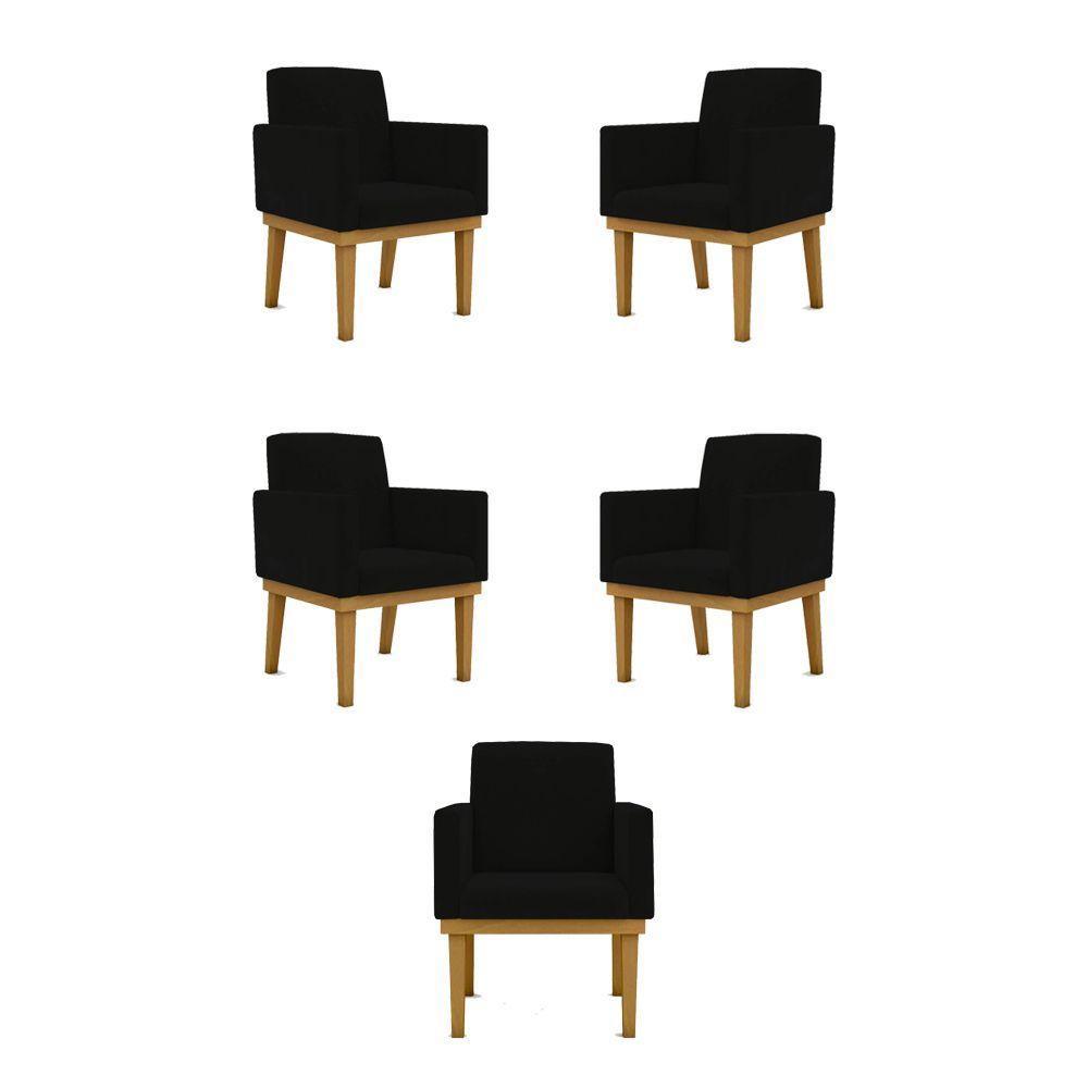 Kit 05 Poltronas Sala Quarto Escritório Preta preta - 1