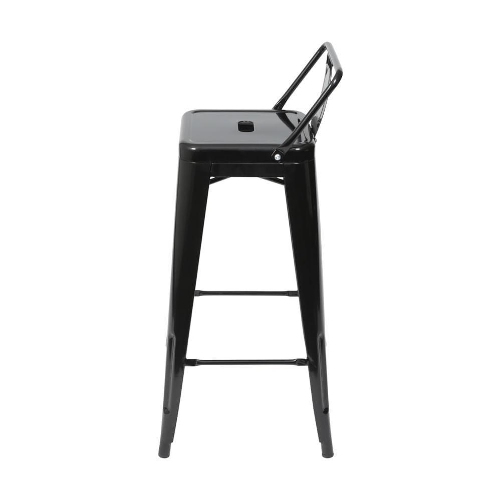 Banqueta Alta Com Encosto Tolix Iron Titan Em Aço Preta - 2