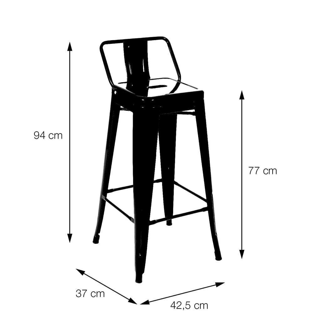 Banqueta Alta Com Encosto Tolix Iron Titan Em Aço Preta - 4