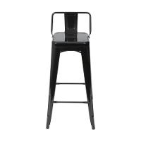 Banqueta Alta Com Encosto Tolix Iron Titan Em Aço Preta - 3