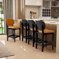 Kit 06 Banquetas Baixa Bar Cozinha E Sala De Jantar Fixa Betta L02 Preto Couríssimo Whisky - 3