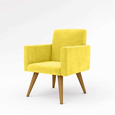 Cadeira Estofada Poltrona P/Sala Balaqui Decor amarelo