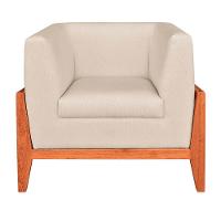 Poltrona Lucy Linho Base Madeira Castanho D´rossi Fino Bege - 1