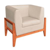 Poltrona Lucy Linho Base Madeira Castanho D´rossi Fino Bege - 3