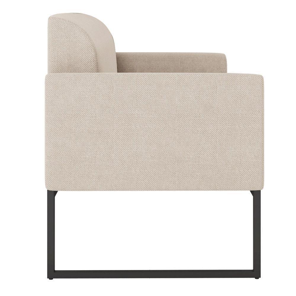 Kit 01 Namoradeira 02 Lugares E 01 Poltrona Marisa Linho Preto Cor A27 Areia - 3