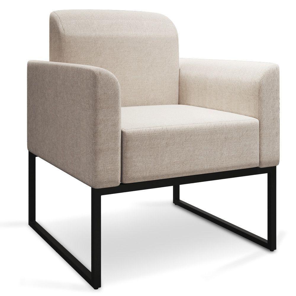 Kit 01 Namoradeira 02 Lugares E 01 Poltrona Marisa Linho Preto Cor A27 Areia - 4