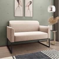 Kit 01 Namoradeira 02 Lugares E 01 Poltrona Marisa Linho Preto Cor A27 Areia - 7