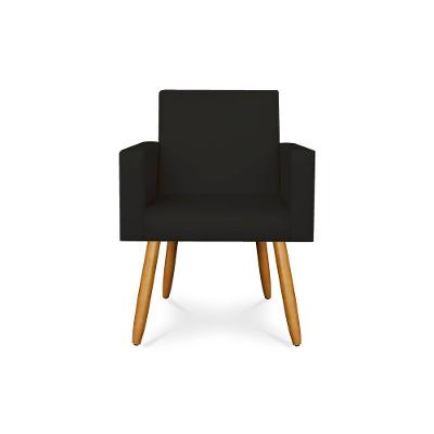 Poltrona Couro Couríno P/Salão Balaqui Decor courino Preta