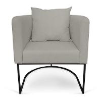 Kit 02 Poltronas Paola Linho Base Metálica Preto Cor Grafite - 5