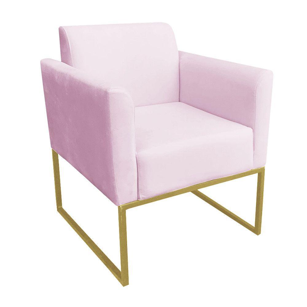 Poltrona Marisa Suede Rosa Bebê - 1