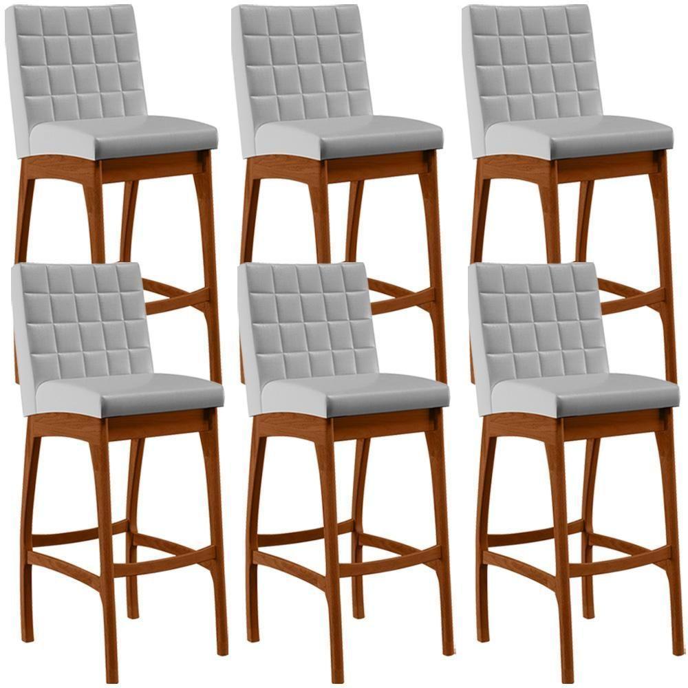 Kit 06 Banquetas Altas Mila Facto Cinza - 1