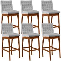 Kit 06 Banquetas Altas Mila Facto Cinza - 1