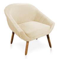 Kit 01 Namoradeira e 01 Poltrona Veludo Bege Castanho - 5