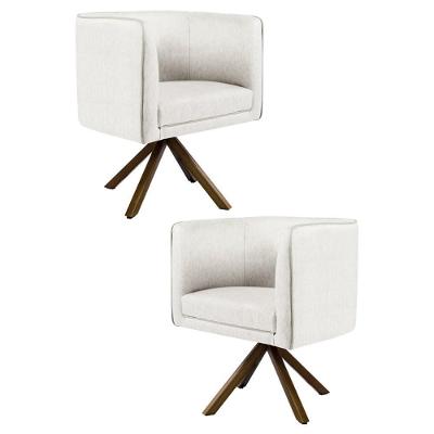Kit 2 Poltronas Base Madeira Betina A-48 Linho Flocos