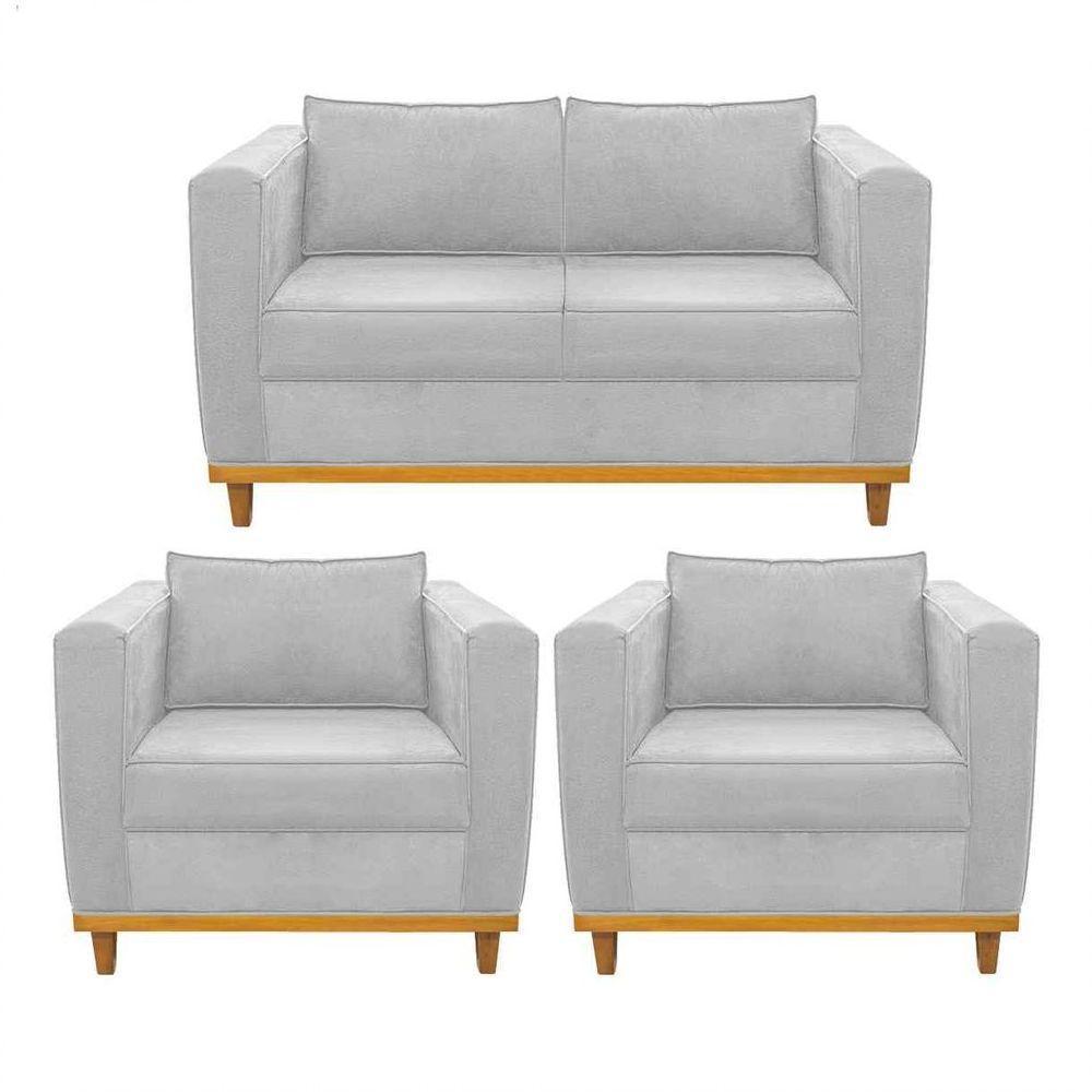 Kit Sofá 2 Lugares 2 Poltronas Europa Corano Branco - 1