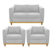 Kit Sofá 2 Lugares 2 Poltronas Europa Corano Branco - 1