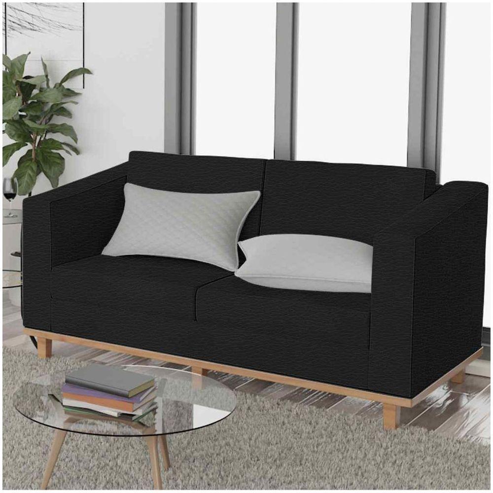 Kit Sofá 2 Lugares 2 Poltronas Europa Corano Preto - 6
