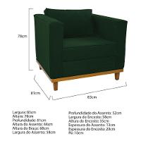 Kit Sofá 2 Lugares E 2 Poltronas Europa Suede Doce Sonho Móveis Cor Verde - 5