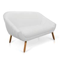 Kit 01 Namoradeira 02 Lugares E 01 Poltrona Giovana Corino Pés Palito Castanho Branco - 6