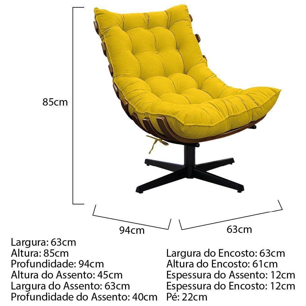 Kit 02 Poltronas E Puff Costela Base Giratória Corano - 5