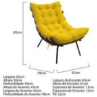 Kit 02 Poltronas E Puff Costela Base Fixa Corano - 5