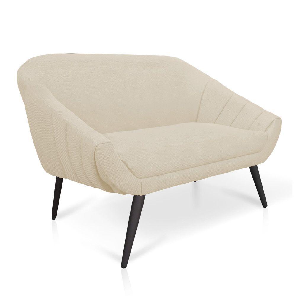 Kit 01 Namoradeira 02 Lugares E 02 Poltronas Giovana Linho Areia A27 Pés Palito De Ferro - 6