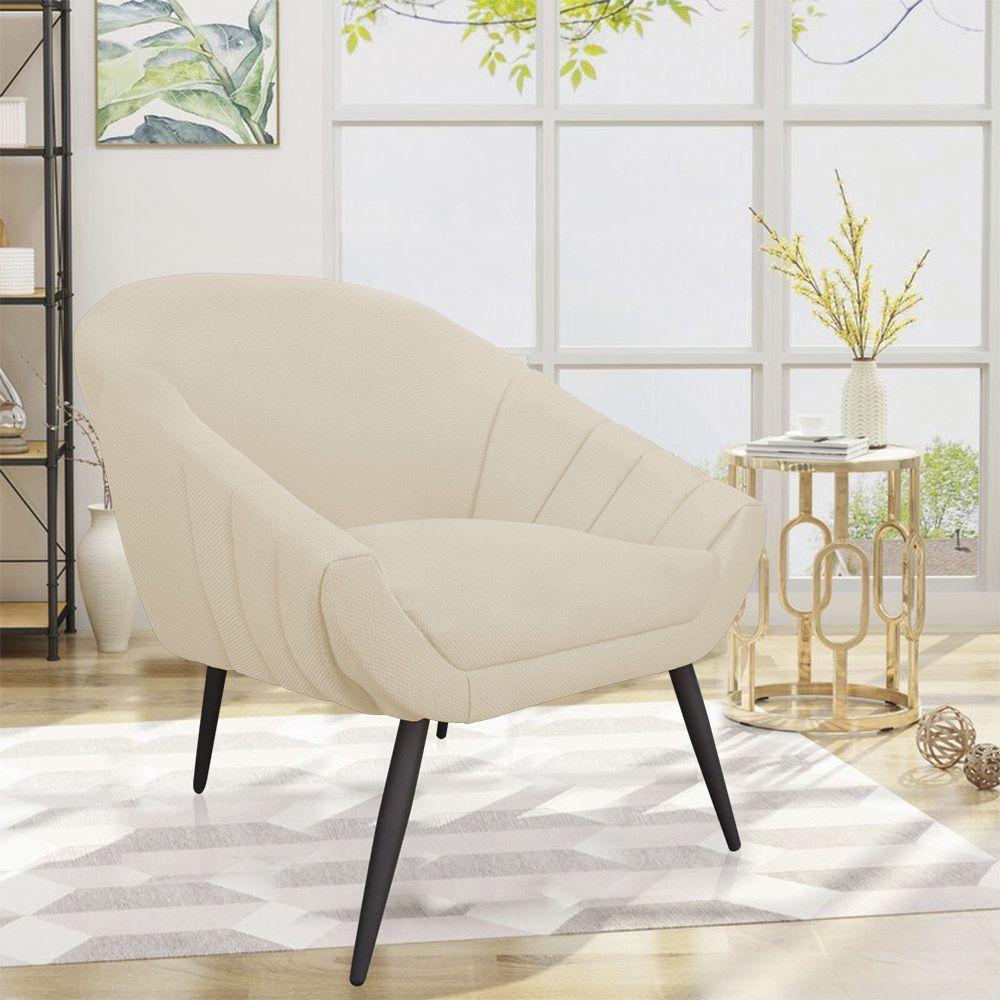 Kit 01 Namoradeira 02 Lugares E 02 Poltronas Giovana Linho Areia A27 Pés Palito De Ferro - 7