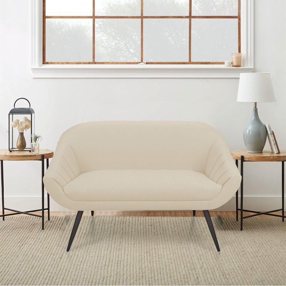 Kit 01 Namoradeira 02 Lugares E 02 Poltronas Giovana Linho Areia A27 Pés Palito De Ferro - 8