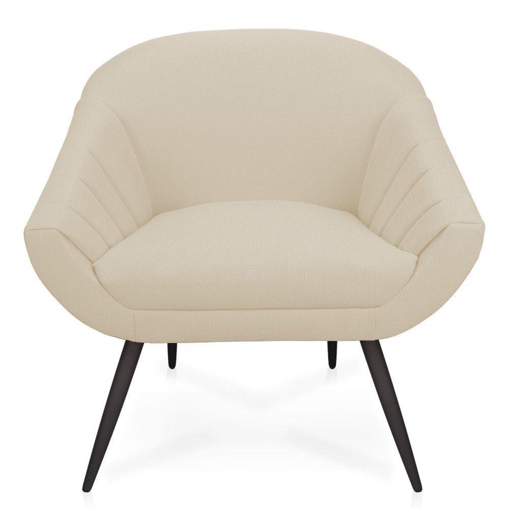 Kit 02 Poltronas Giovana Linho Pés Palito De Ferro A19 Grosso Bege - 6