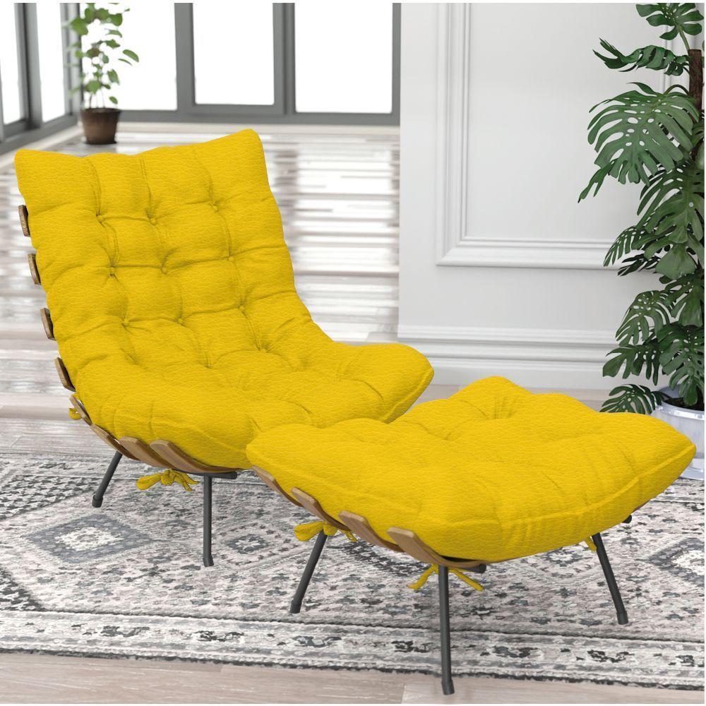 Kit 02 Poltronas E 02 Puffs Costela Base Fixa Corano - 3