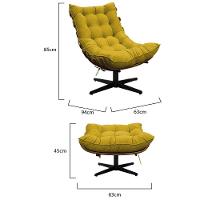 Kit 02 Poltronas E 02 Puffs Costela Base Giratória Suede - 3