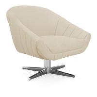 Kit 02 Poltronas Giratória Giovana Linho Grosso Bege A19 Base Cromada - 7