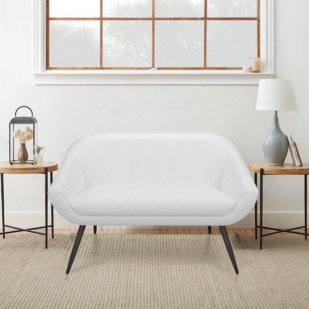 Kit 01 Namoradeira 02 Lugares E 01 Poltrona Giovana Corino Branco Pés Palito De Ferro - 7