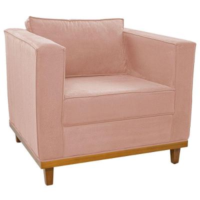 Poltrona Decorativa Europa Suede Doce Sonho Móveis Cor Rosê