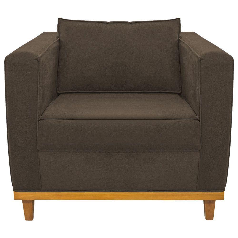 Kit Sofá 2 Lugares E 2 Poltronas Europa Suede Doce Sonho Móveis Cor Marrom - 2