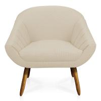 Kit 02 Poltronas Giovana Linho Pés Palito Castanho A19 Grosso Bege - 6