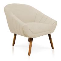 Kit 02 Poltronas Giovana Linho Pés Palito Castanho A19 Grosso Bege - 7