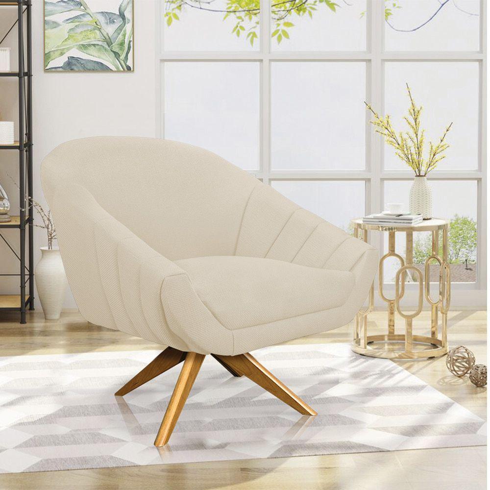 Kit 01 Namoradeira 02 Lugares E 02 Poltronas Giratória Giovana Linho A19 Grosso Bege - 7