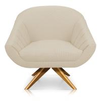 Kit 02 Poltronas Giratória Giovana Linho Grosso Bege A19 - 5