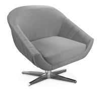 Kit 02 Poltronas Giratória Giovana Veludo Base Cromada Cinza - 7